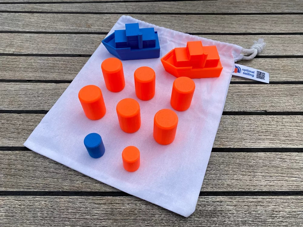 Models of a regatta course with buoys and start ship + finish ship training exercise 3D printing